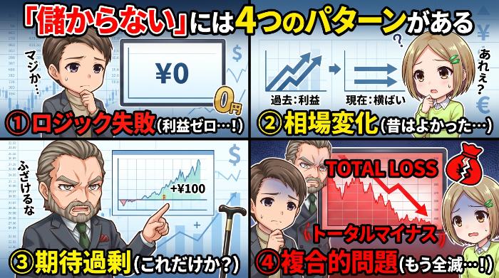 「儲からない」には4つのパターンがある — まず自分の状況を切り分けろ