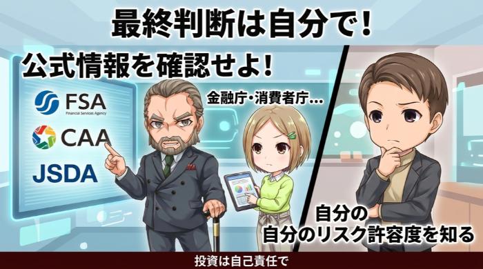 最終判断は公的情報と自分のリスク許容度で行え