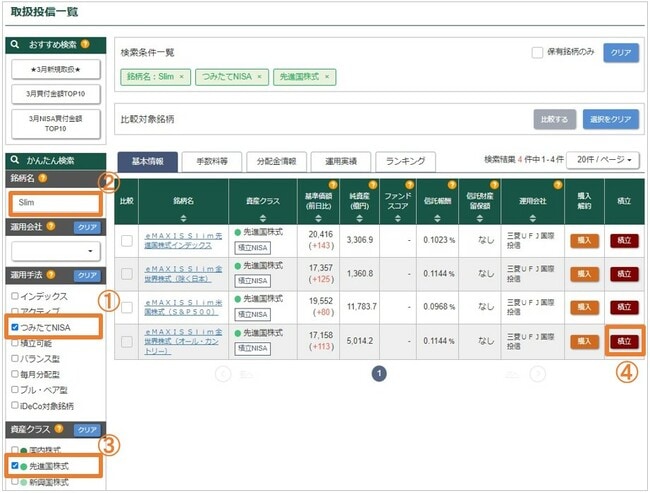 取扱い投信一覧