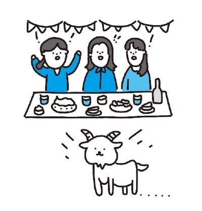 イラスト：nankaiine  出所：Mayu、Forrest Baker共著『パパッと頭に入る　英語の動詞図鑑』（KADOKAWA）