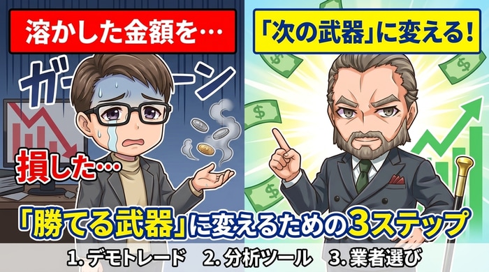 バイナリーオプションで溶かした金額を次の武器に変える3ステップ