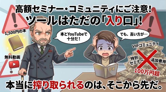  高額なコミュニティ参加やセミナーとセットになっている