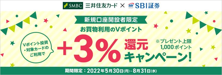 お買物利用のVポイント+3%還元キャンペーン!