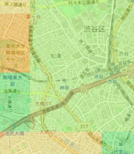 図4.松濤の将来人口予測（2040年） 出所：RESASより作成 ※2015年～2040年「松濤」エリアの人口増減率