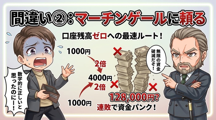 マーチンゲールに頼って破産