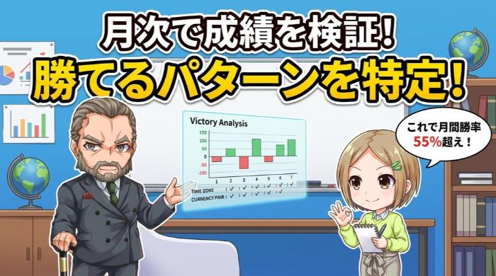 月次で成績を検証し、勝てる時間帯・通貨ペアを特定しろ