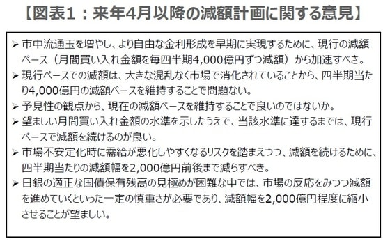 (注)日銀が6月2日に公表した「債券市場参加者会合」第22回議事要旨における、2026年4月以降の長期国債買い入れの減額ペースに関する主な意見。 (出所)日銀の資料を基に三井住友DSアセットマネジメント作成