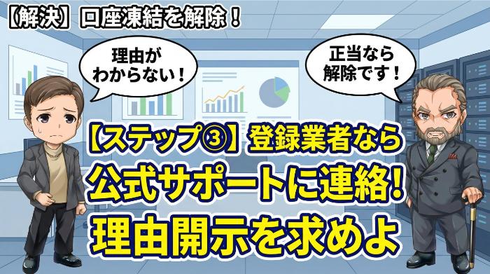 登録業者なら公式サポートに連絡する