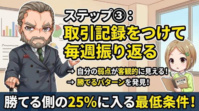 取引記録をつけて毎週振り返る