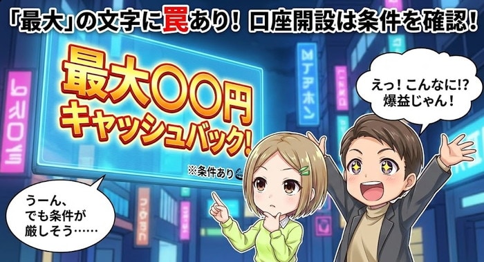 【最大表記に騙されるな】バイナリーオプション口座開設キャンペーン