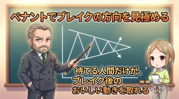 ペナント(三角旗)でブレイクの方向を見極める