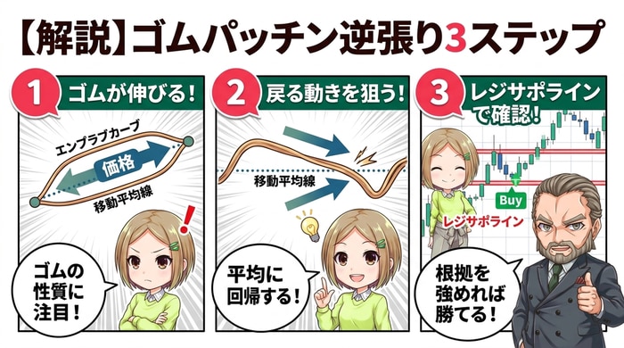 エンベロープ×レジサポラインのゴムパッチン逆張り3step