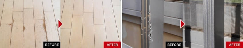 ウッドリペア（左）と「サッシリペア」のBEFORE／AFTER