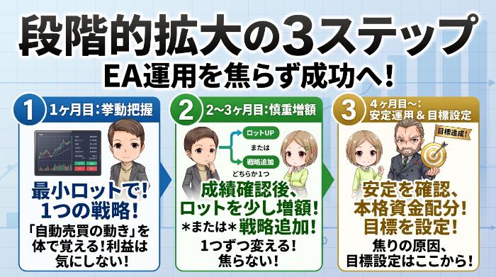 「段階的に規模を拡大する」3ステップ
