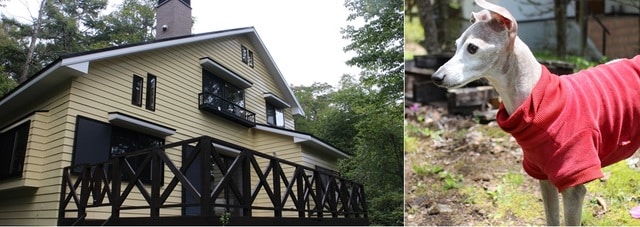 写真左：予算も環境も理想通りだったという、Aさん夫妻の別荘　写真右：Aさん夫妻が愛してやまない愛犬