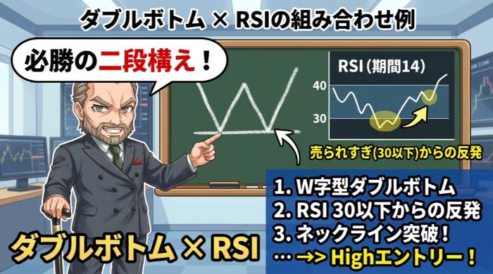 ダブルボトム × RSIの組み合わせ例