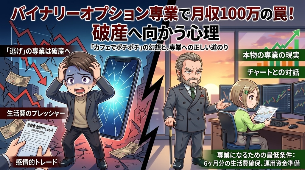 バイナリーオプション専業で月収100万の罠！破産へ向かう心理