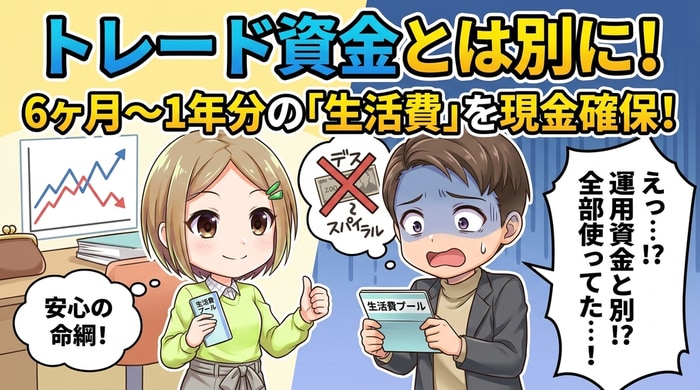 トレード資金とは別に生活防衛費を用意する