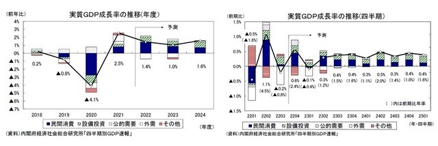 実質GDP成長率の推移(年度)/実質GDP成長率の推移(四半期)