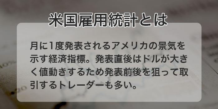 雇用統計などを狙った取引はすべき?