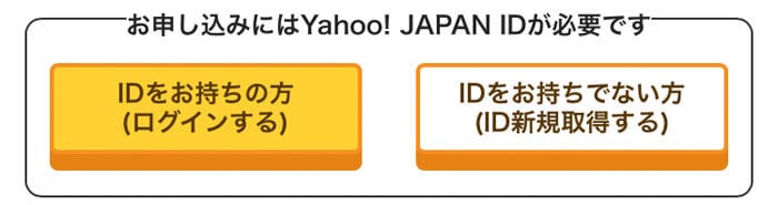 申し込みにはYahoo!JAPAN IDが必要