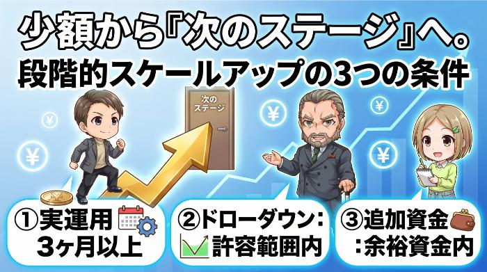 少額から「次のステージ」へ。段階的スケールアップの3つの条件