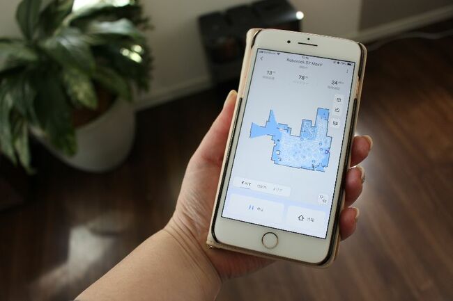 スマートフォンアプリに表示されるマップと掃除状況