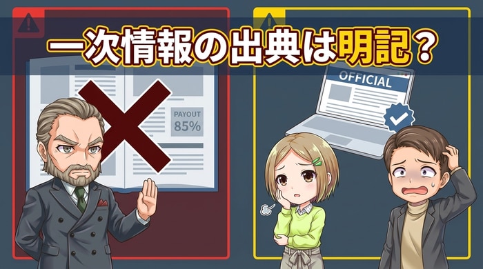 一次情報の出典リンクが明記されているかを確認する判定指標①