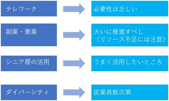 ［図表］「働き方改革」の代表的施策のフィット感