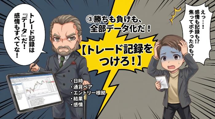 トレード記録をつけろ。勝ちも負けも全部データ化しろ