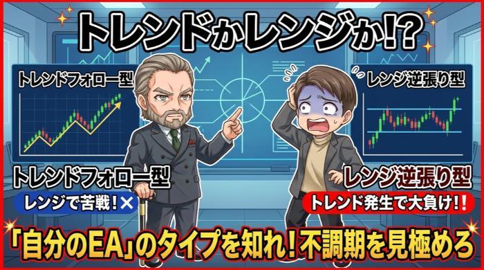 トレンド相場で稼ぐEAをレンジ相場で動かしていないか？