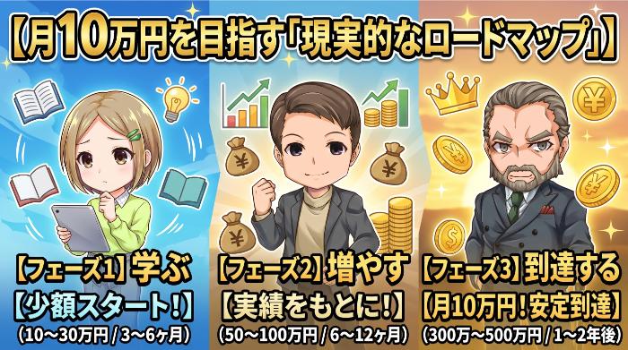 月10万円を目指す「現実的なロードマップ」3フェーズ