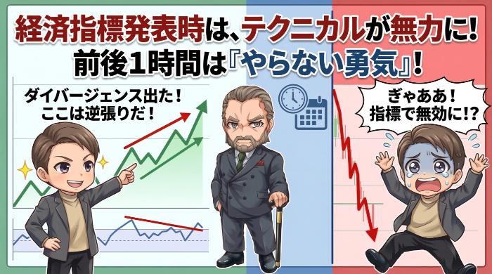 経済指標発表前後のダイバージェンス ─ テクニカルが無力化する時間帯