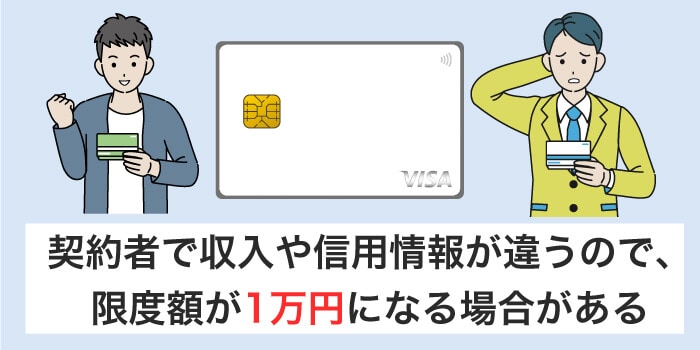 契約者によってライフカードの限度額が1万円になる場合がある