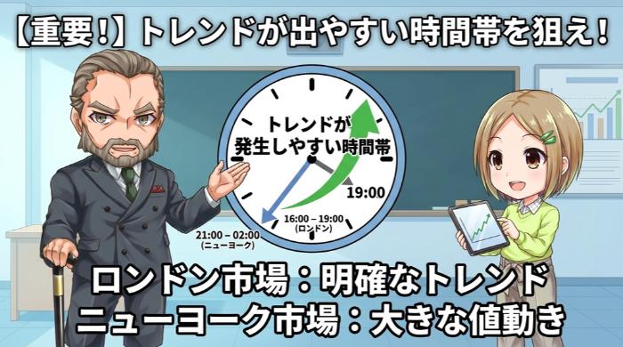 トレンドが出やすい時間帯を狙って取引する