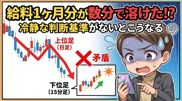 上位足と下位足が矛盾しているのに強引にエントリーする