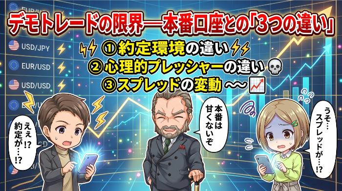 デモトレードの限界——本番口座との「3つの違い」を正直に伝える