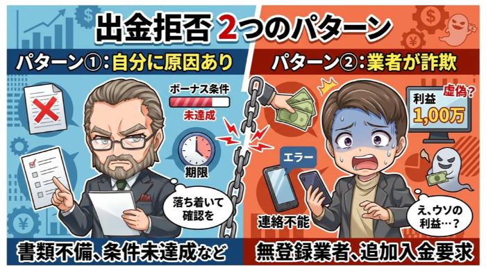 出金拒否が起きる2つのパターン