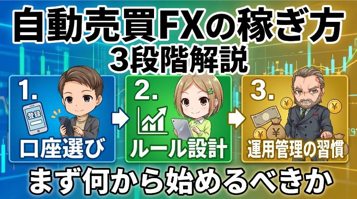 自動売買FXの稼ぎ方を3段階で解説【保存版】まず何から始めるべきか