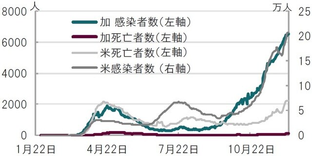 日次、期間：2020年1月22日～2020年12月9日、変化幅の7日移動平均 出所：ブルームバーグのデータを使用してピクテ投信投資顧問作成