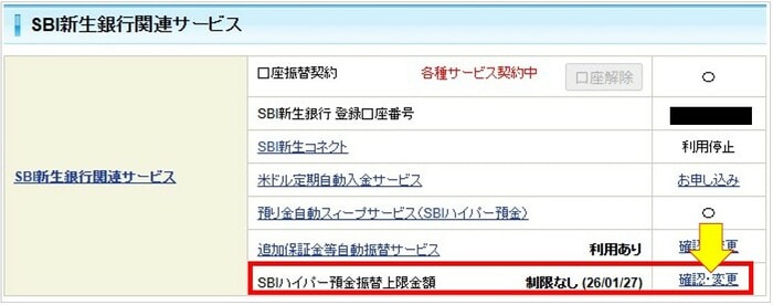 SBIハイパー預金振替上限金額