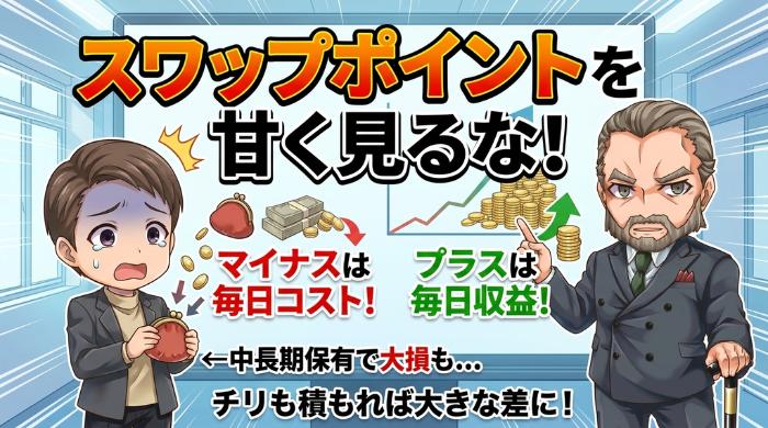 スワップポイントの方向と大きさ
