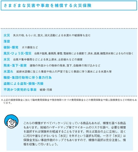 さまざまな災害や事故を補償する火災保険