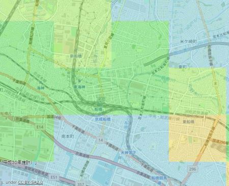 出所：国土交通省『メッシュ別将来人口推計』（平成30年推計）より