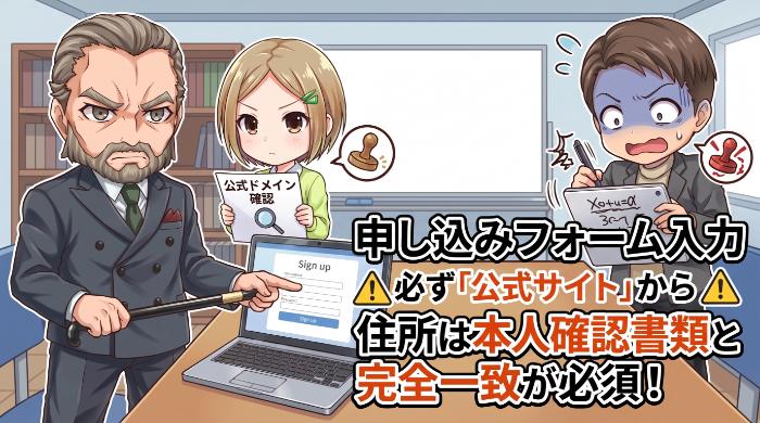 公式サイトから申し込みフォームに入力