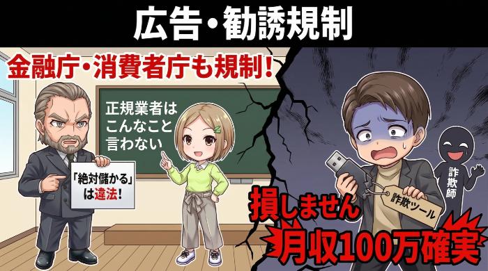 広告・勧誘規制（「絶対儲かる」は法律で禁止されている）