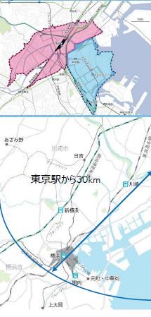 [図表1]横浜オフィスマーケットエリア（出所：CBRE、Q1 2019）