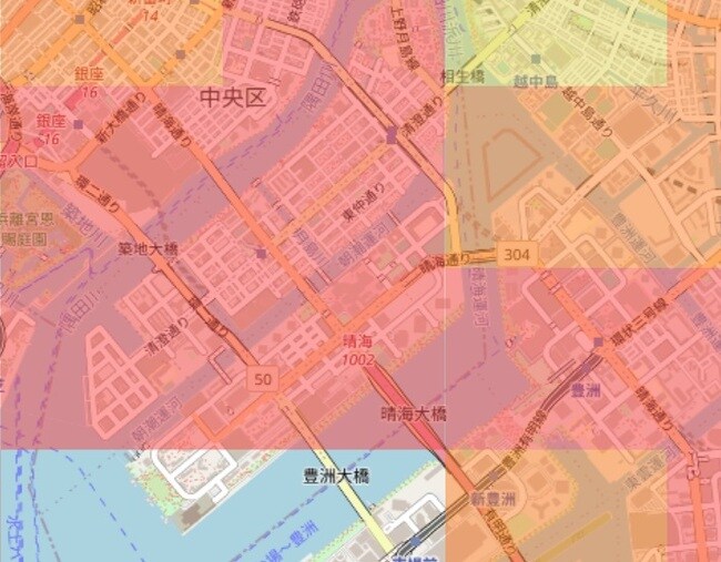出所：RESASより作成 ※2015年～2040年「晴海」エリアの人口増減率