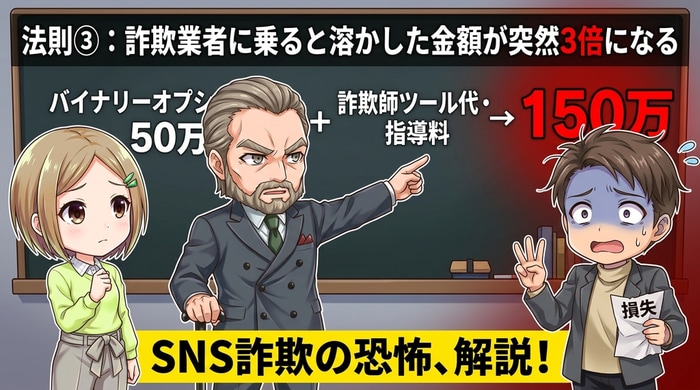 詐欺業者に載ってしまい溶かした金額が3倍に膨らむ
