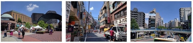 写真左より、デートスポットとしても有名な「恵比寿ガーデンプレイス」／カジュアルからお洒落な飲食店まで、魅力的な店が集まる／広尾方面は喧騒から離れ、少し落ち着いた雰囲気